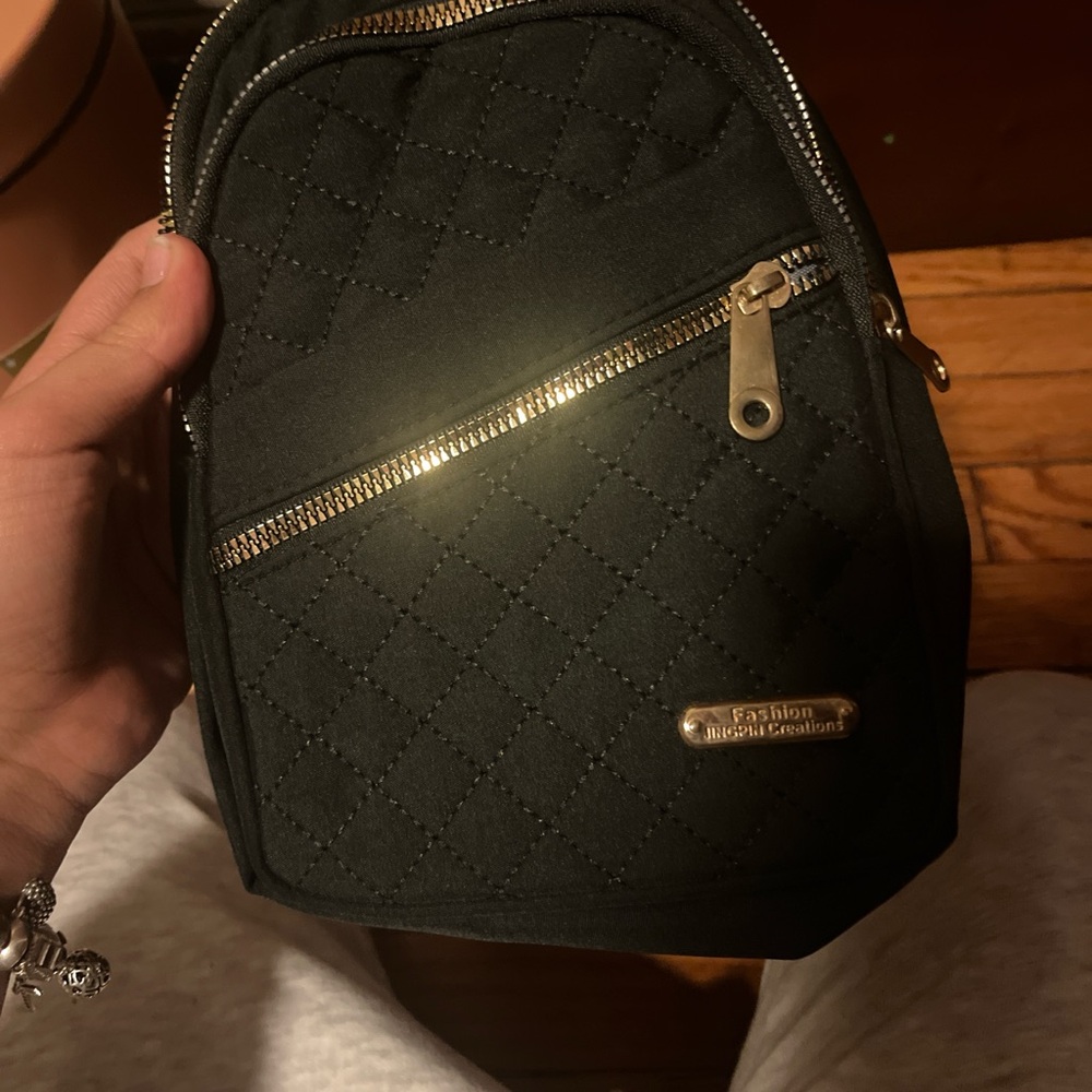 Fashion World Creations Quilted Black Mini Backpack